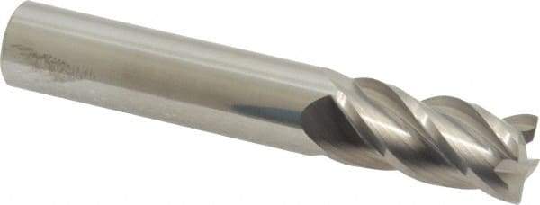 Accupro - 1/2", 4 Flute, Single End, Solid Carbide, 0.02" Corner Radius End Mill - 3" OAL, 40° Helix, Right Hand Flute, 1" LOC, Right Hand Cut - Eagle Tool & Supply