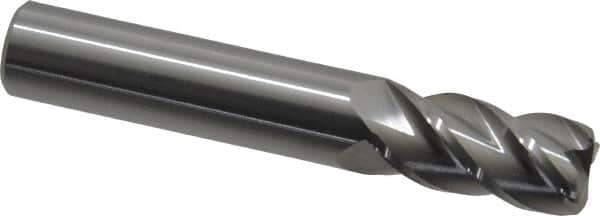 Accupro - 1/2", 4 Flute, Single End, Solid Carbide, 0.06" Corner Radius End Mill - 3" OAL, 40° Helix, Right Hand Flute, 1" LOC, Right Hand Cut - Eagle Tool & Supply