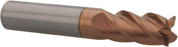 Accupro - 1/2", 4 Flute, Single End, Solid Carbide, 0.015" Corner Radius End Mill - 3" OAL, 40° Helix, Right Hand Flute, 1" LOC, Right Hand Cut - Eagle Tool & Supply