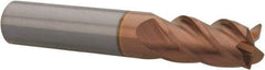 Accupro - 1/2", 4 Flute, Single End, Solid Carbide, 0.015" Corner Radius End Mill - 3" OAL, 40° Helix, Right Hand Flute, 1" LOC, Right Hand Cut - Eagle Tool & Supply
