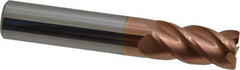 Accupro - 1/2", 4 Flute, Single End, Solid Carbide, 0.03" Corner Radius End Mill - 3" OAL, 40° Helix, Right Hand Flute, 1" LOC, Right Hand Cut - Eagle Tool & Supply
