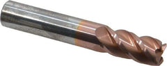 Accupro - 1/2", 4 Flute, Single End, Solid Carbide, 0.045" Corner Radius End Mill - 3" OAL, 40° Helix, Right Hand Flute, 1" LOC, Right Hand Cut - Eagle Tool & Supply