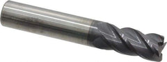 Accupro - 1/2", 4 Flute, Single End, Solid Carbide, 0.015" Corner Radius End Mill - 3" OAL, 40° Helix, Right Hand Flute, 1" LOC, Right Hand Cut - Eagle Tool & Supply
