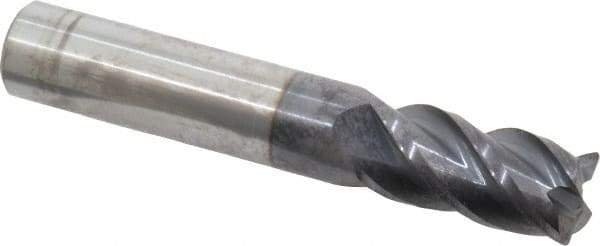 Accupro - 1/2", 4 Flute, Single End, Solid Carbide, 0.03" Corner Radius End Mill - 3" OAL, 40° Helix, Right Hand Flute, 1" LOC, Right Hand Cut - Eagle Tool & Supply