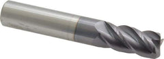 Accupro - 1/2", 4 Flute, Single End, Solid Carbide, 0.045" Corner Radius End Mill - 3" OAL, 40° Helix, Right Hand Flute, 1" LOC, Right Hand Cut - Eagle Tool & Supply