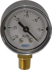 Wika - 1-1/2" Dial, 1/8 Thread, 30-0 Scale Range, Pressure Gauge - Lower Connection Mount, Accurate to 3-2-3% of Scale - Eagle Tool & Supply