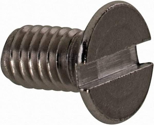 Value Collection - M4x0.70 Metric Coarse, 8mm OAL Slotted Drive Machine Screw - Flat Head, Grade 18-8 & A2 Stainless Steel, Uncoated, Without Washer - Eagle Tool & Supply