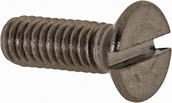 Value Collection - M4x0.70 Metric Coarse, 12mm OAL Slotted Drive Machine Screw - Flat Head, Grade 18-8 & A2 Stainless Steel, Uncoated, Without Washer - Eagle Tool & Supply