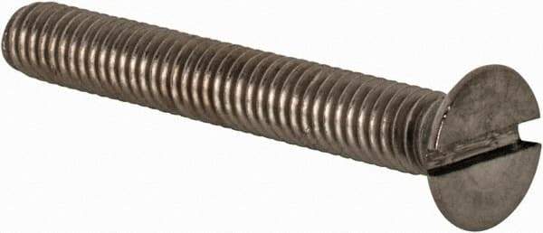 Value Collection - M4x0.70 Metric Coarse, 30mm OAL Slotted Drive Machine Screw - Flat Head, Grade 18-8 & A2 Stainless Steel, Uncoated, Without Washer - Eagle Tool & Supply