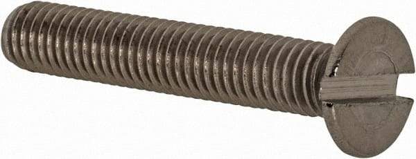 Value Collection - M5x0.80 Metric Coarse, 30mm OAL Slotted Drive Machine Screw - Flat Head, Grade 18-8 & A2 Stainless Steel, Uncoated, Without Washer - Eagle Tool & Supply