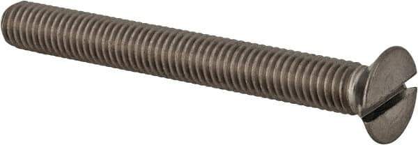 Value Collection - M5x0.80 Metric Coarse, 45mm OAL Slotted Drive Machine Screw - Flat Head, Grade 18-8 & A2 Stainless Steel, Uncoated, Without Washer - Eagle Tool & Supply