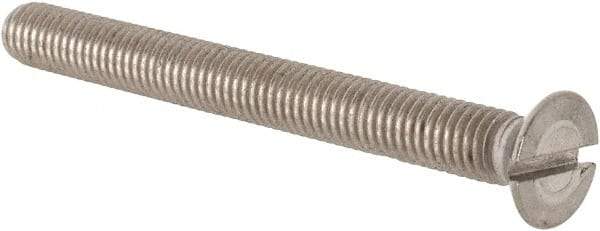 Value Collection - M5x0.80 Metric Coarse, 50mm OAL Slotted Drive Machine Screw - Flat Head, Grade 18-8 & A2 Stainless Steel, Uncoated, Without Washer - Eagle Tool & Supply