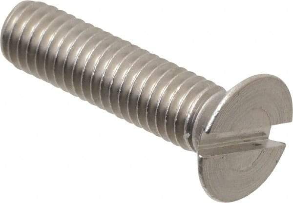 Value Collection - M6x1.00 Metric Coarse, 25mm OAL Slotted Drive Machine Screw - Flat Head, Grade 18-8 & A2 Stainless Steel, Uncoated, Without Washer - Eagle Tool & Supply