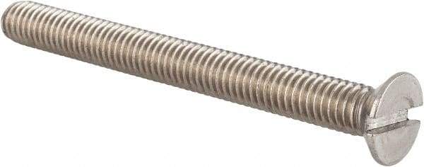 Value Collection - M6x1.00 Metric Coarse, 60mm OAL Slotted Drive Machine Screw - Flat Head, Grade 18-8 & A2 Stainless Steel, Uncoated, Without Washer - Eagle Tool & Supply