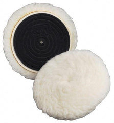 3M - 5-1/4" Diam Wool Bonnet Pad - 15/16" Pile, Hook & Loop Attachment - Eagle Tool & Supply