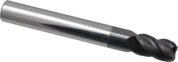 Accupro - 1/4", 4 Flute, Single End, Solid Carbide, 0.045" Corner Radius End Mill - 2" OAL, 40° Helix, Right Hand Flute, 3/8" LOC, Right Hand Cut - Eagle Tool & Supply