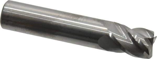 Accupro - 1/2", 4 Flute, Single End, Solid Carbide, 0.015" Corner Radius End Mill - 2-1/2" OAL, 40° Helix, Right Hand Flute, 5/8" LOC, Right Hand Cut - Eagle Tool & Supply