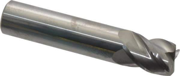 Accupro - 1/2", 4 Flute, Single End, Solid Carbide, 0.045" Corner Radius End Mill - 2-1/2" OAL, 40° Helix, Right Hand Flute, 5/8" LOC, Right Hand Cut - Eagle Tool & Supply