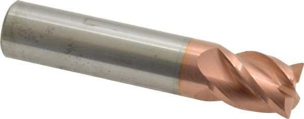 Accupro - 1/2", 4 Flute, Single End, Solid Carbide, 0.015" Corner Radius End Mill - 2-1/2" OAL, 40° Helix, Right Hand Flute, 5/8" LOC, Right Hand Cut - Eagle Tool & Supply