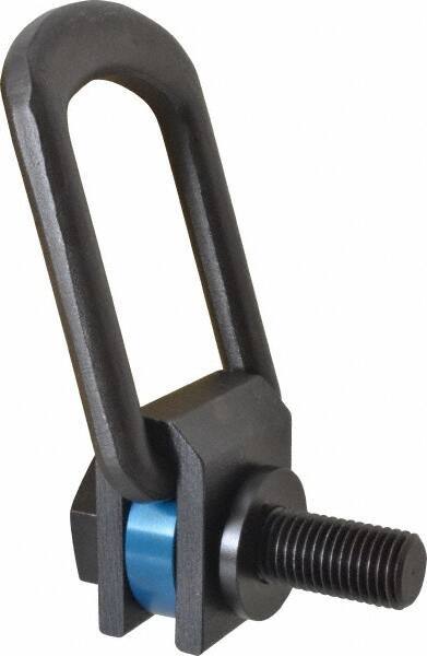 Jergens - 3,050 kg. Load Limit, Alloy Steel Side Pull Hoist Ring - Black Oxide Finish, M24x3.0 Thread Size, 67 mm Diameter Ring - Eagle Tool & Supply