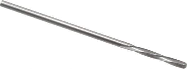 Magafor - 1.4097mm Solid Carbide 4 Flute Chucking Reamer - Spiral Flute, 0.0555" Straight Shank, 25/64" Flute Length, 1-9/16" OAL - Eagle Tool & Supply
