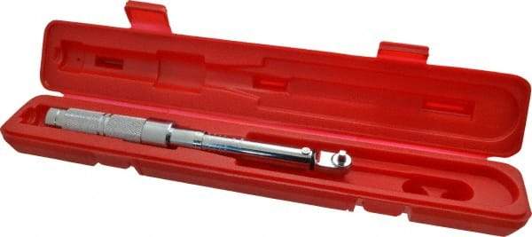 Proto - 1/4" Drive Micrometer Fixed Head Torque Wrench - 40 In/Lb to 200 In/Lb Torque, 11-45/64" OAL, 0.11 N/m Graduation, Ratchet Head - Eagle Tool & Supply