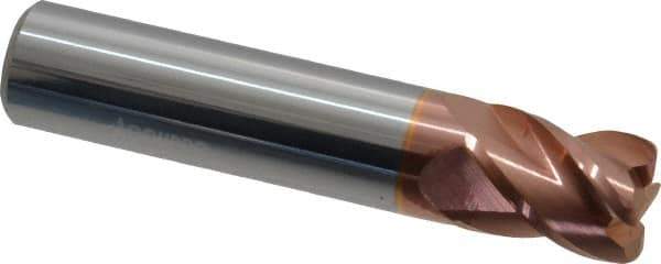 Accupro - 1/2", 4 Flute, Single End, Solid Carbide, 0.06" Corner Radius End Mill - 2-1/2" OAL, 40° Helix, Right Hand Flute, 5/8" LOC, Right Hand Cut - Eagle Tool & Supply