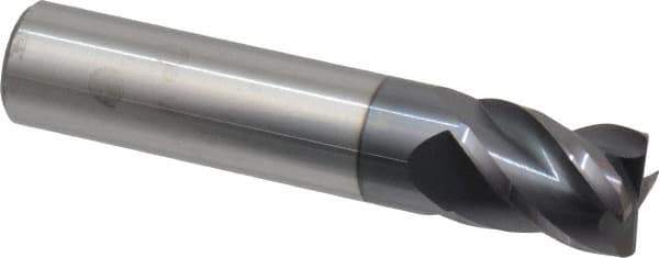 Accupro - 1/2", 4 Flute, Single End, Solid Carbide, 0.015" Corner Radius End Mill - 2-1/2" OAL, 40° Helix, Right Hand Flute, 5/8" LOC, Right Hand Cut - Eagle Tool & Supply