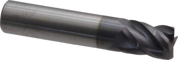 Accupro - 1/2", 4 Flute, Single End, Solid Carbide, 0.03" Corner Radius End Mill - 2-1/2" OAL, 40° Helix, Right Hand Flute, 5/8" LOC, Right Hand Cut - Eagle Tool & Supply