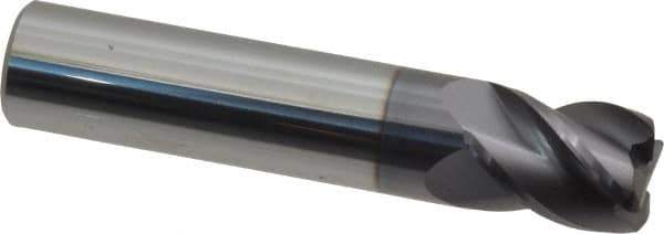 Accupro - 1/2", 4 Flute, Single End, Solid Carbide, 0.06" Corner Radius End Mill - 2-1/2" OAL, 40° Helix, Right Hand Flute, 5/8" LOC, Right Hand Cut - Eagle Tool & Supply