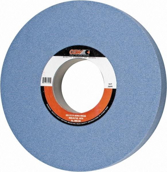 Camel Grinding Wheels - 16" Diam x 5" Hole x 2" Thick, I Hardness, 46 Grit Surface Grinding Wheel - Aluminum Oxide, Type 1, Coarse Grade, 1,671 Max RPM, Vitrified Bond, No Recess - Eagle Tool & Supply