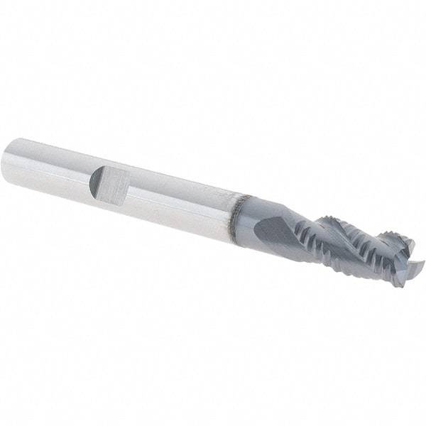 Iscar - 6mm Diam, Fine Pitch, 13mm LOC, 3 Flute Solid Carbide 45° Corner Chamfer Roughing End Mill - TiAlN Finish, 57mm OAL, 6mm Shank Diam, Single End, Centercutting, 38° Helix - Eagle Tool & Supply
