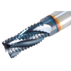 Iscar - 11mm Diam, Fine Pitch, 25mm LOC, 4 Flute Solid Carbide 45° Corner Chamfer Roughing End Mill - TiAlN Finish, 83mm OAL, 12mm Shank Diam, Single End, Centercutting, 30° Helix - Eagle Tool & Supply