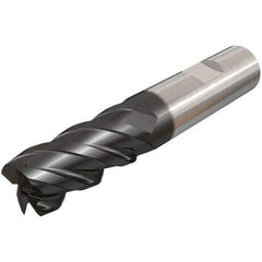 Iscar - 9mm, 20mm LOC, 9mm Shank Diam, 67mm OAL, 4 Flute, Solid Carbide Square End Mill - Single End, TiAlN Finish, Spiral Flute, 45° Helix, Centercutting, Right Hand Cut, Right Hand Flute - Eagle Tool & Supply