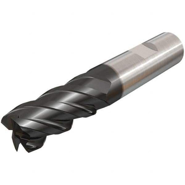 Iscar - 16mm, 32mm LOC, 16mm Shank Diam, 92mm OAL, 4 Flute, Solid Carbide Square End Mill - Single End, TiAlN Finish, Spiral Flute, 45° Helix, Centercutting, Right Hand Cut, Right Hand Flute - Eagle Tool & Supply