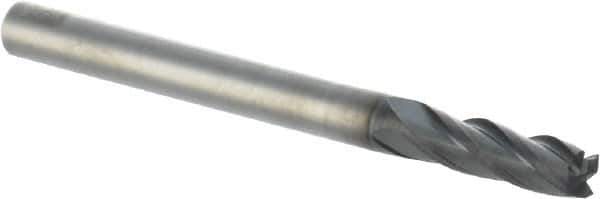 Iscar - 1/8", 3/8" LOC, 1/8" Shank Diam, 1-1/2" OAL, 4 Flute, Solid Carbide Square End Mill - Single End, TiAlN Finish, Spiral Flute, 30° Helix, Centercutting, Right Hand Cut, Right Hand Flute - Eagle Tool & Supply