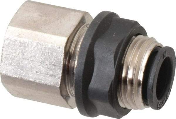 Legris - 10mm Outside Diam, 3/8 BSPP, Brass Push-to-Connect Tube Female Bulkhead - 290 Max psi - Eagle Tool & Supply