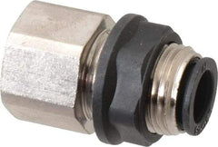 Legris - 10mm Outside Diam, 3/8 BSPP, Brass Push-to-Connect Tube Female Bulkhead - 290 Max psi - Eagle Tool & Supply