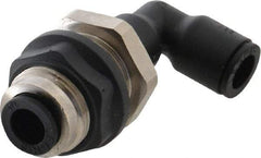 Legris - 1/4" OD, Tube to Tube, Nylon/Nickel Plated Brass Push-to-Connect Bulkhead Union Elbow - 290 Max psi - Eagle Tool & Supply