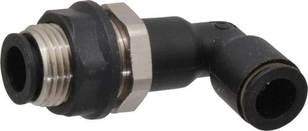 Legris - 3/8" OD, Tube to Tube, Nylon/Nickel Plated Brass Push-to-Connect Bulkhead Union Elbow - 290 Max psi - Eagle Tool & Supply