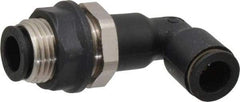 Legris - 3/8" OD, Tube to Tube, Nylon/Nickel Plated Brass Push-to-Connect Bulkhead Union Elbow - 290 Max psi - Eagle Tool & Supply