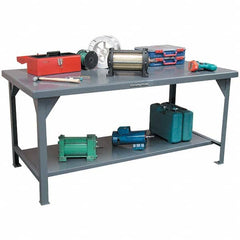 Strong Hold - Stationary Work Benches, Tables Type: Work Table Top Material: 7 Gauge Steel - Eagle Tool & Supply