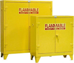 Strong Hold - 2 Door, 2 Shelf, Yellow Steel Standard Safety Cabinet for Flammable and Combustible Liquids - 49" High x 44" Wide x 18" Deep, Self Closing Door, 30 Gal Capacity - Eagle Tool & Supply