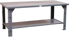 Strong Hold - 72 Wide x 36" Deep x 30" High, Steel Work Table - Flat Top, Angle Legs, Dark Gray - Eagle Tool & Supply