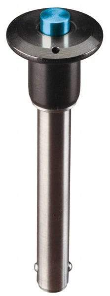 Jergens - 5/8" Diam, 1-1/2" Usable Length, Button Handle, Push Button Quick Release Pin - 3-3/4" Overall Length, Grade 17-4 Stainless Steel, Passivated Finish - Eagle Tool & Supply