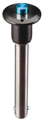 Jergens - 5/8" Diam, 1-1/2" Usable Length, Button Handle, Push Button Quick Release Pin - 3-3/4" Overall Length, Grade 17-4 Stainless Steel, Passivated Finish - Eagle Tool & Supply