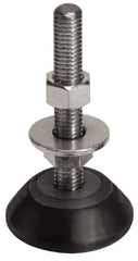 Mason Ind. - 400 Lb Capacity, 3/8-16 Thread, 3-3/8" OAL, Steel Stud, Studded Socket Mount Leveling Mount - 2-1/2" Stud Length, 2-1/4" Base Diam, Neoprene Pad with Steel Glide - Eagle Tool & Supply