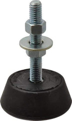 Mason Ind. - 150 Lb Capacity, 3/8-16 Thread, 3-3/8" OAL, Steel Stud, Studded Socket Mount Leveling Mount - 2-1/2" Stud Length, 2-1/4" Base Diam, Neoprene Pad with Steel Glide - Eagle Tool & Supply