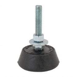 Mason Ind. - 250 Lb Capacity, 3/8-16 Thread, 3-3/8" OAL, Steel Stud, Studded Socket Mount Leveling Mount - 2-1/2" Stud Length, 2-1/4" Base Diam, Neoprene Pad with Steel Glide - Eagle Tool & Supply