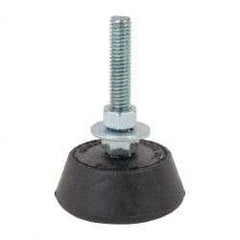 Mason Ind. - 250 Lb Capacity, 3/8-16 Thread, 3-3/8" OAL, Steel Stud, Studded Socket Mount Leveling Mount - 2-1/2" Stud Length, 2-1/4" Base Diam, Neoprene Pad with Steel Glide - Eagle Tool & Supply